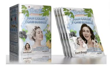 Dexe Hair Color Foam Bubble packaging with a woman's face on it, displayed against a white background.